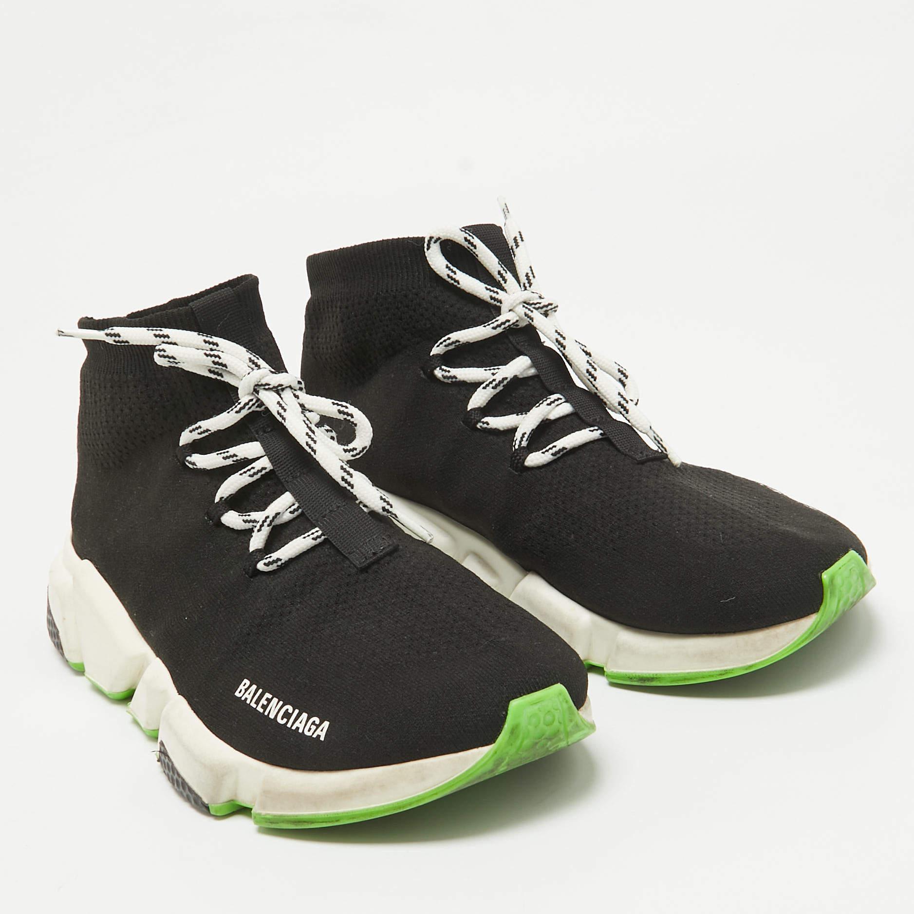 Men's Balenciaga Black Fabric Speed 2.0 High Top Sneakers Size 41