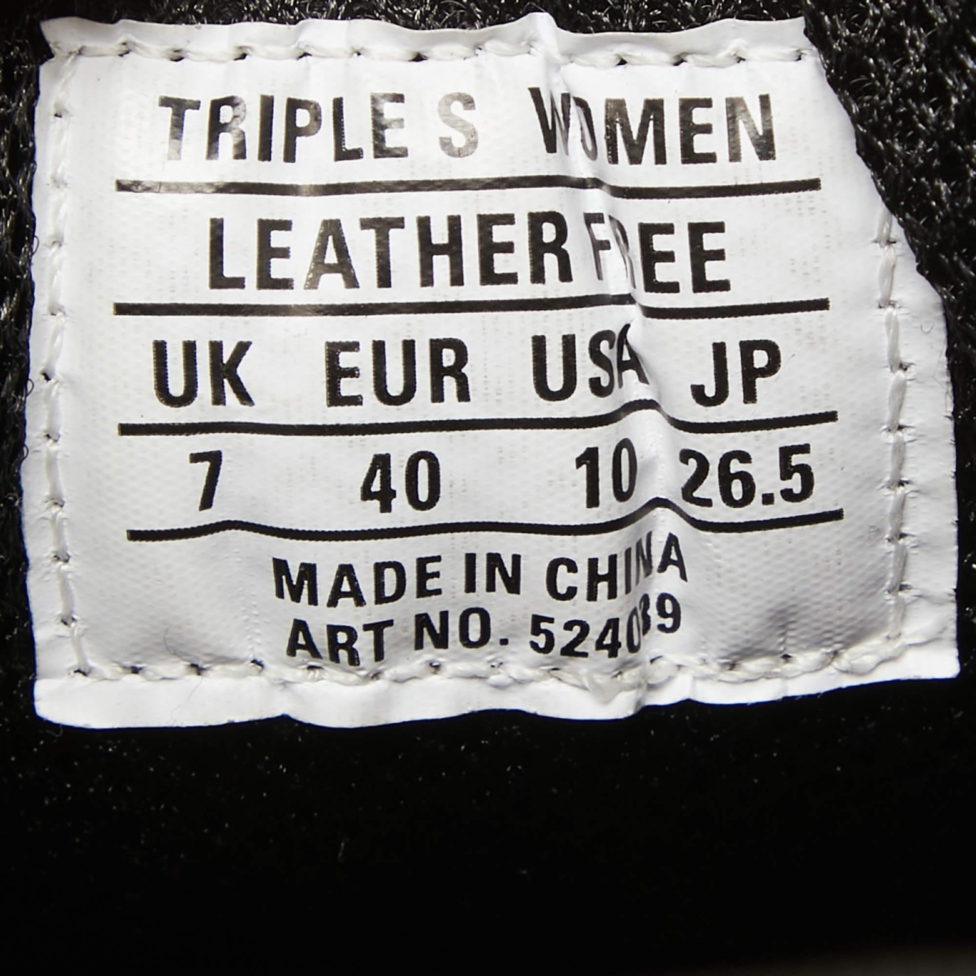 Balenciaga Black Faux Leather Allover Logo Triple S Sneakers Size 40 For Sale 4