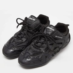 Balenciaga Black Faux Leather and Mesh Drive Sneakers Size 38