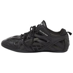 Balenciaga Black Faux Leather and Mesh Drive Sneakers Size 38