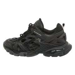 Balenciaga Black Faux Leather and Mesh Track 2 Sneakers Size 42