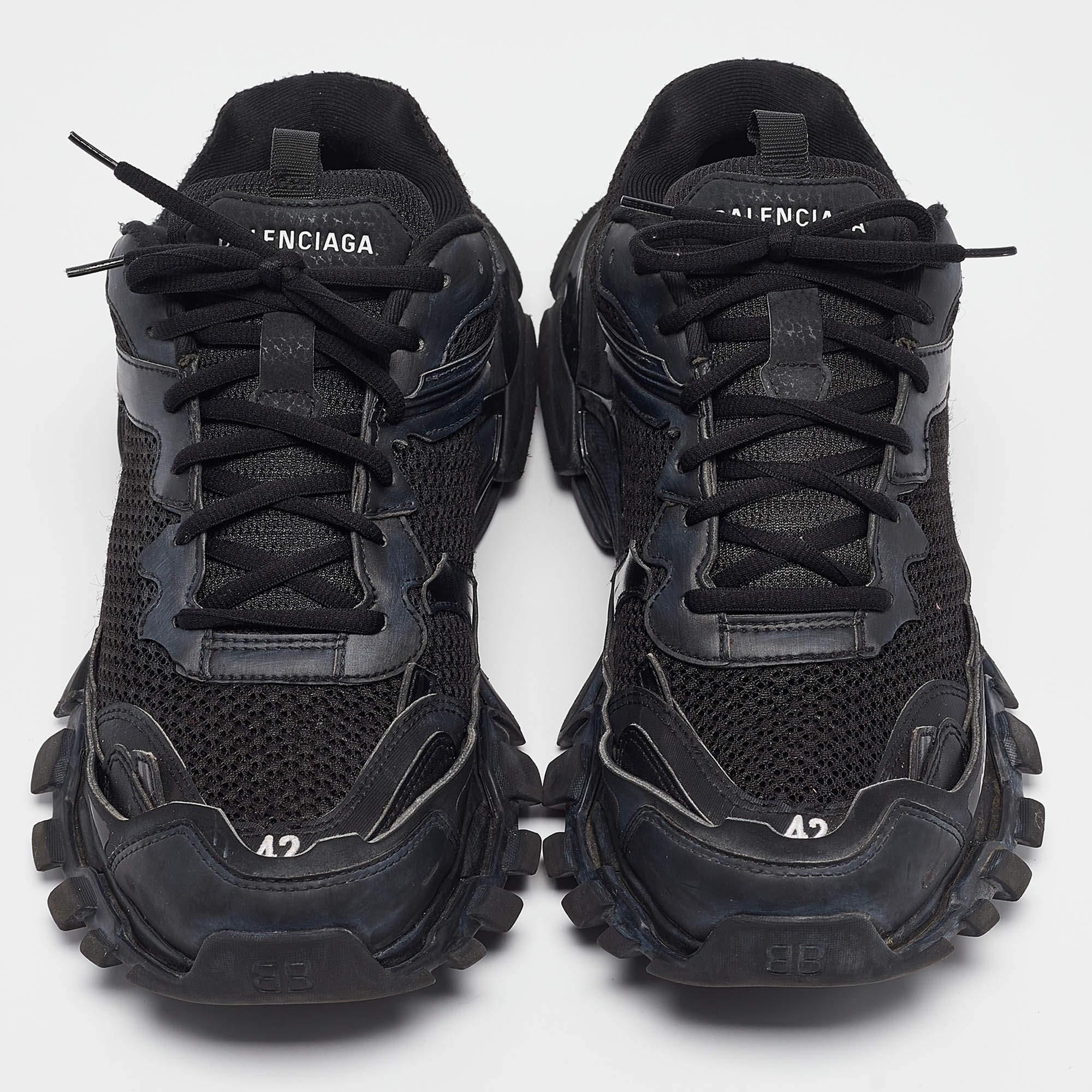 Noir Balenciaga Baskets Track 3 en simili cuir et maille noire, taille 42