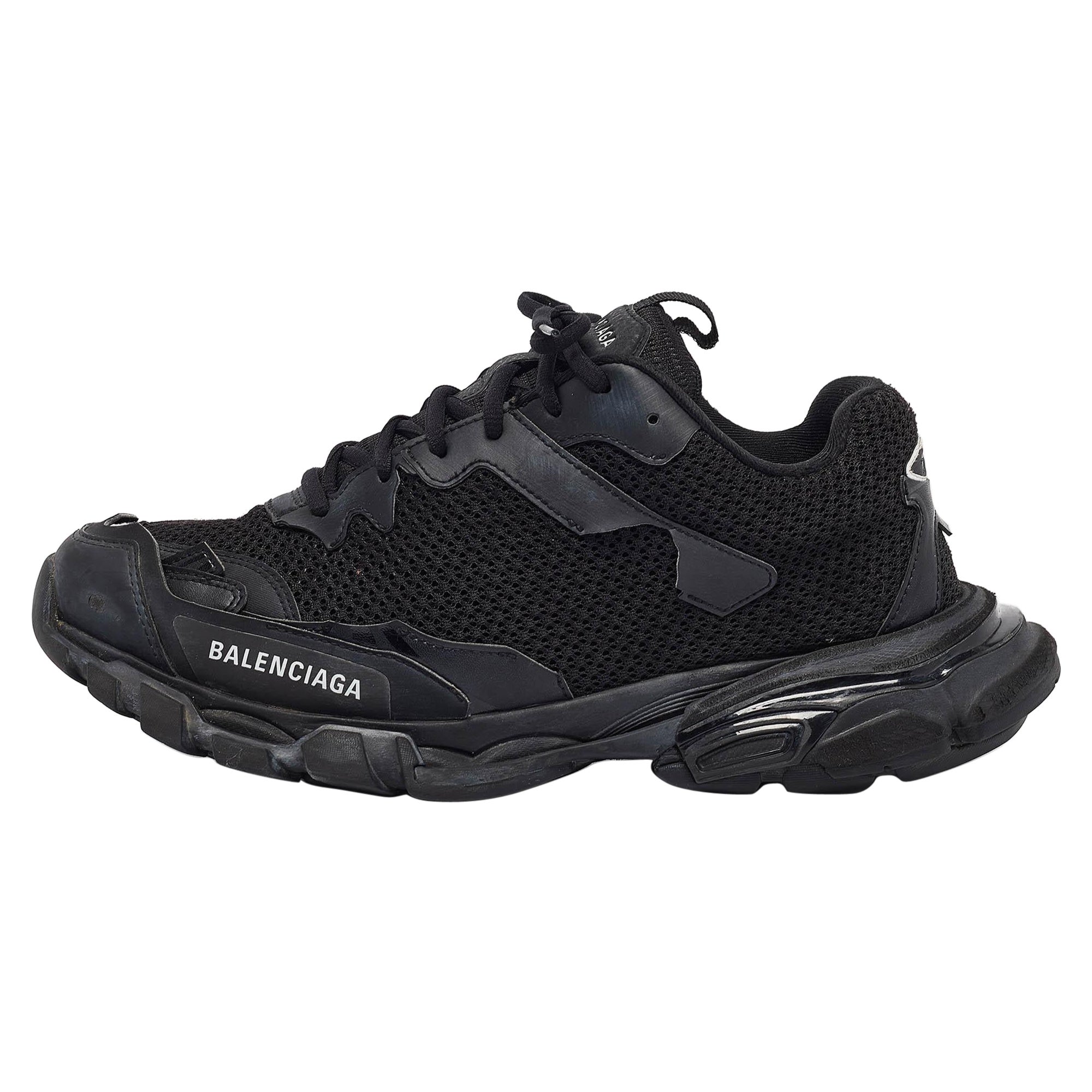 Balenciaga Baskets Track 3 en simili cuir et maille noire, taille 42