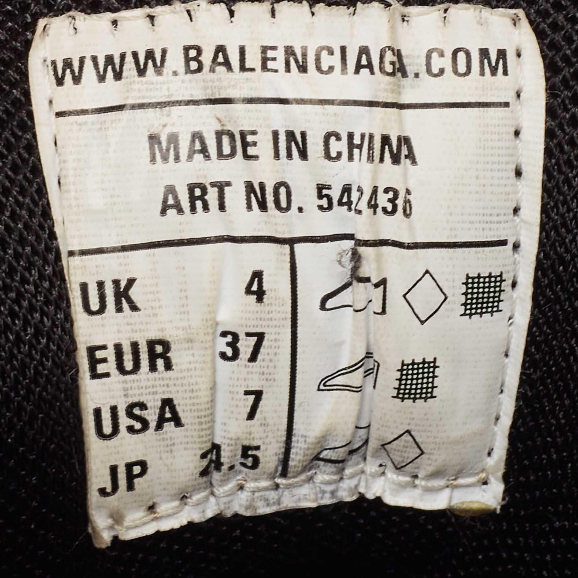 Balenciaga Black Faux Leather and Mesh Track Sneakers Size 37 In Fair Condition For Sale In Dubai, Al Qouz 2