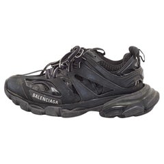 Balenciaga Black Faux Leather and Mesh Track Sneakers Size 37