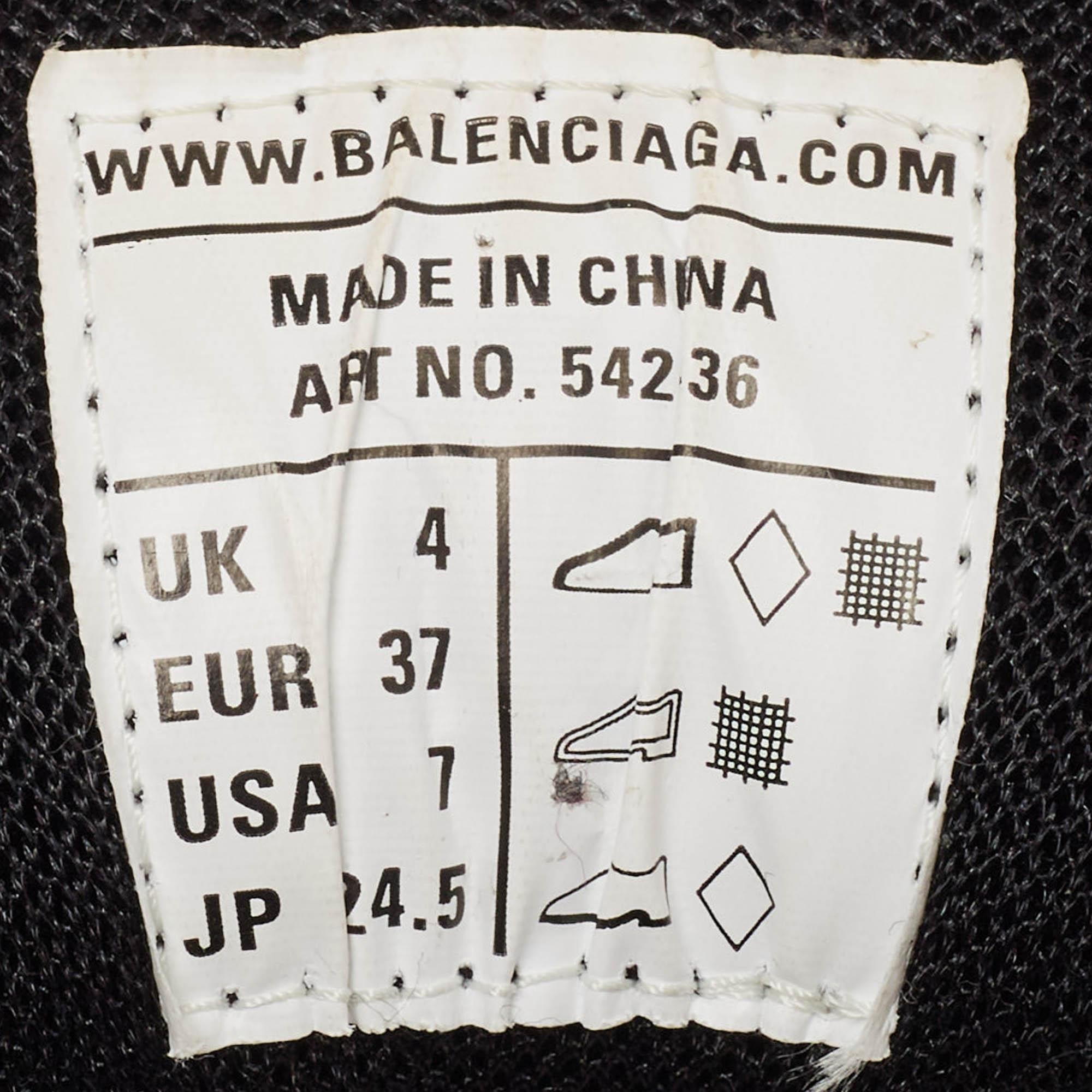 Balenciaga Black Faux Leather Mesh Track Sneakers Size 37 3