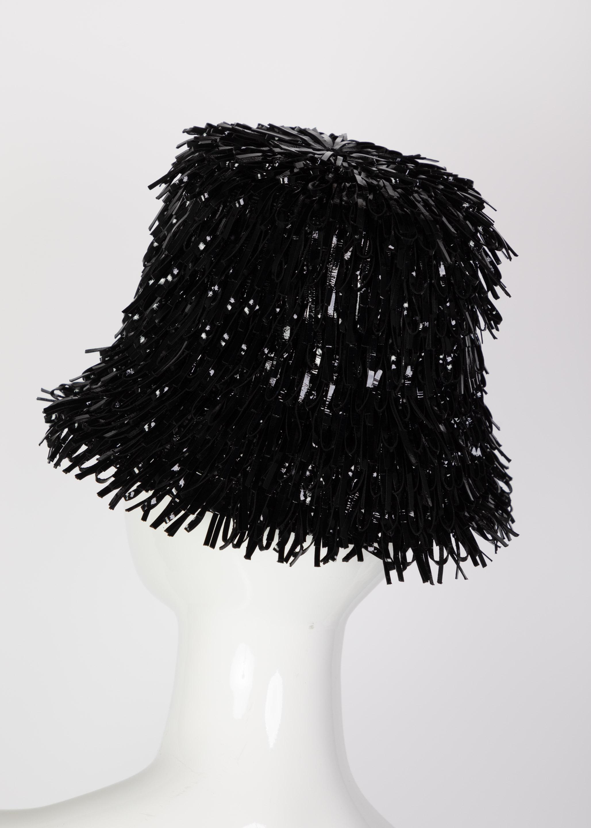 Balenciaga Black Faux Patent Leather Hat Resort 2014 2