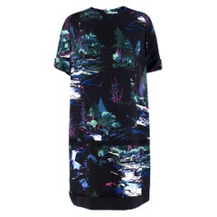 Balenciaga Black Forest-Print Belted Dress estimated size M