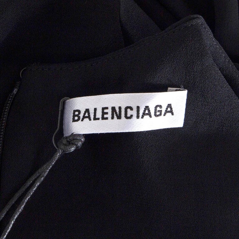 BALENCIAGA black GATHERED BELTED CAP SLEEVE Blouse Shirt 34 XXS at 1stDibs  | black cap sleeve blouse, balenciaga etichetta