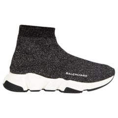 Balenciaga Black Glitter Accent Speed Trainers Size IT 38