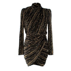 Balenciaga Black & Gold Velvet Lurex Draped Dress - Us size 2