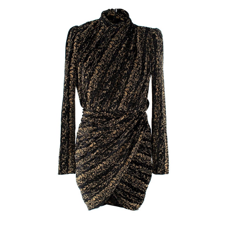 Balenciaga Black and Gold Velvet Lurex Draped Dress - Us size 2 at 1stDibs
