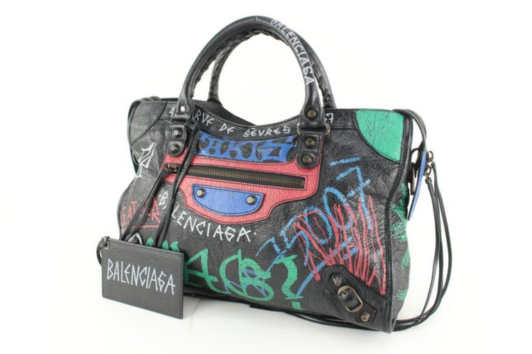 Balenciaga Black Graffiti City Bag 26ba69s at 1stDibs  balenciaga graffiti  city bag, balenciaga black bag with graffiti, balenciaga year code