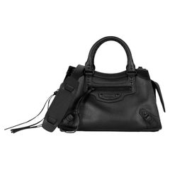 Balenciaga Black Grained Calfskin Leather Neo Classic Hardware S City Bag