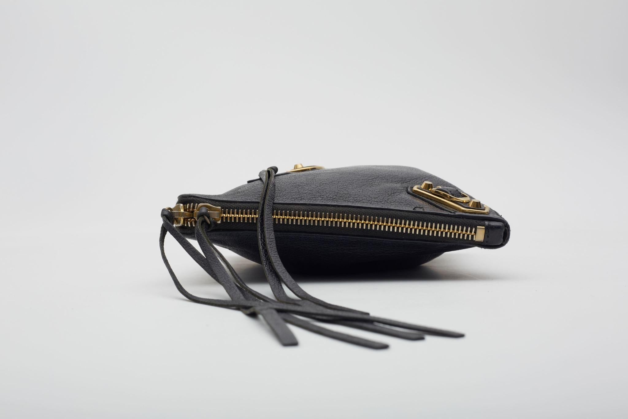 Balenciaga Black Grained Chevre Leather Clutch Bag For Sale 1