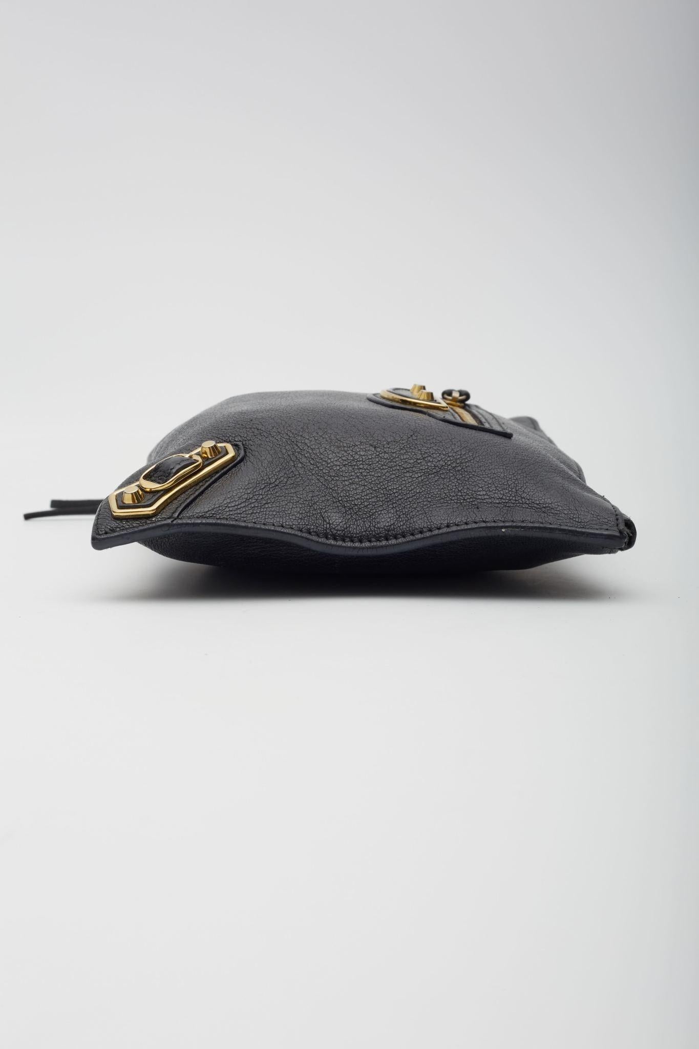 Balenciaga Black Grained Chevre Leather Clutch Bag For Sale 2