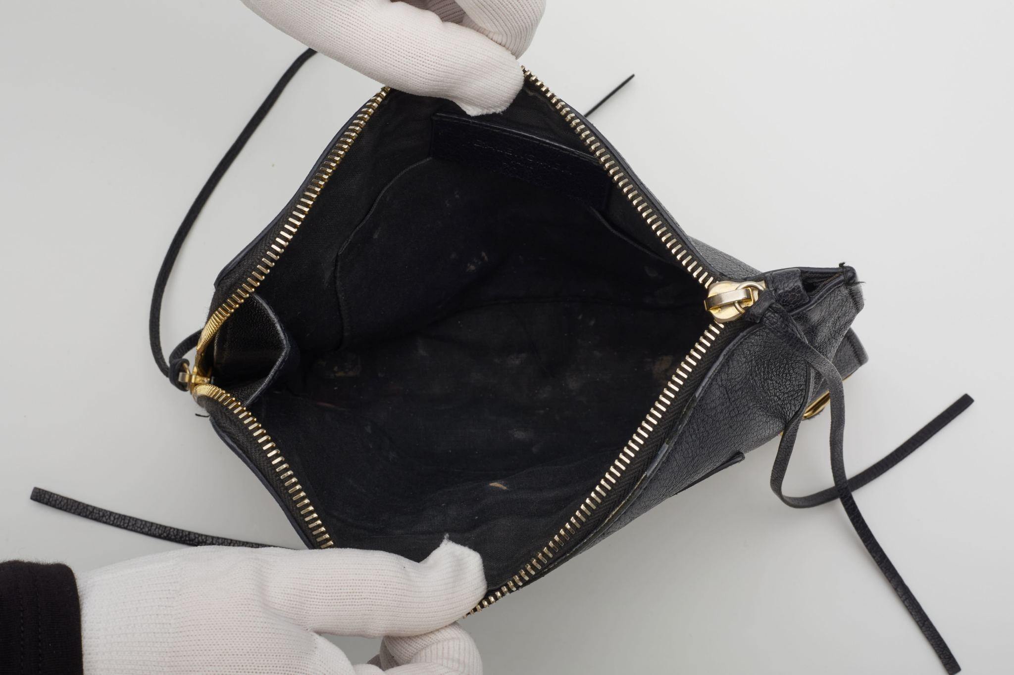 Balenciaga Black Grained Chevre Leather Clutch Bag For Sale 4