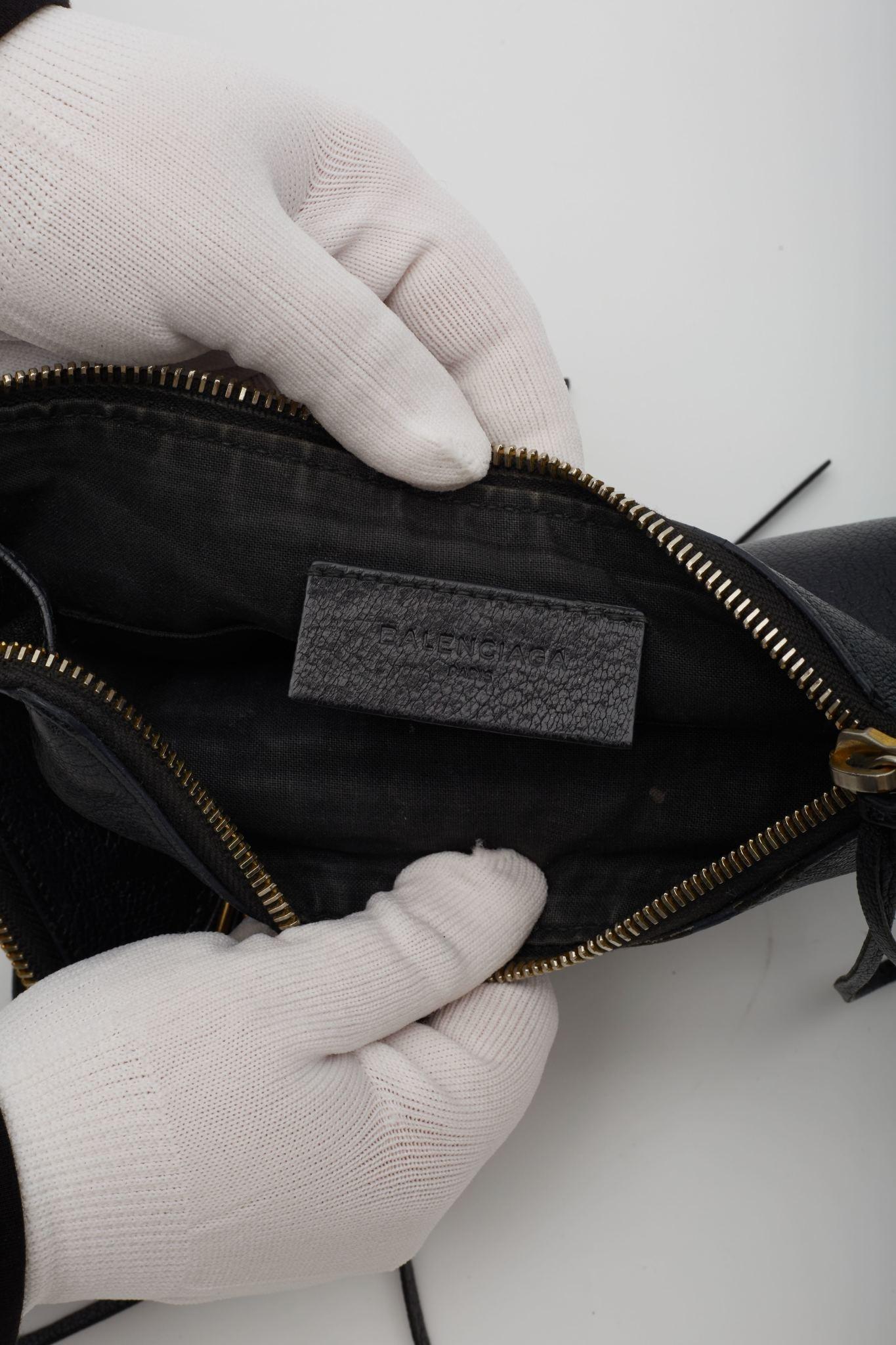 Balenciaga Black Grained Chevre Leather Clutch Bag For Sale 5
