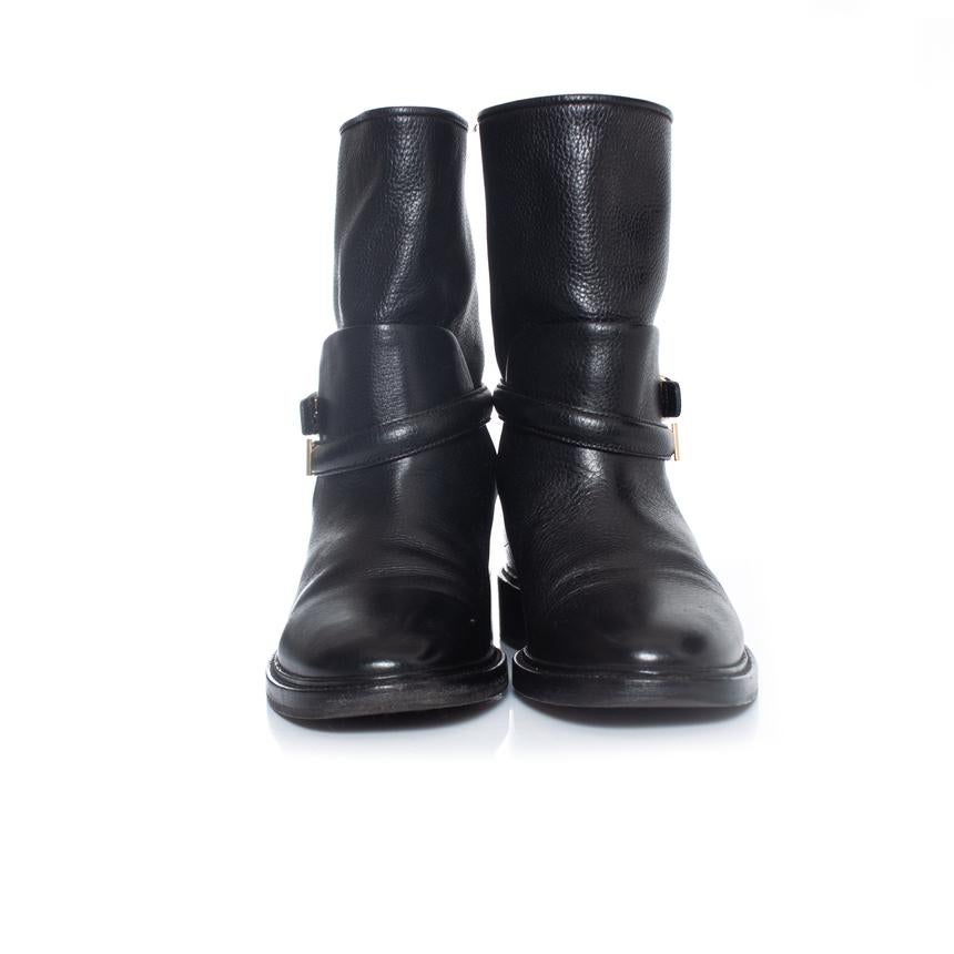 Balenciaga, bottes motardes en cuir grainé noir Bon état - En vente à AMSTERDAM, NL