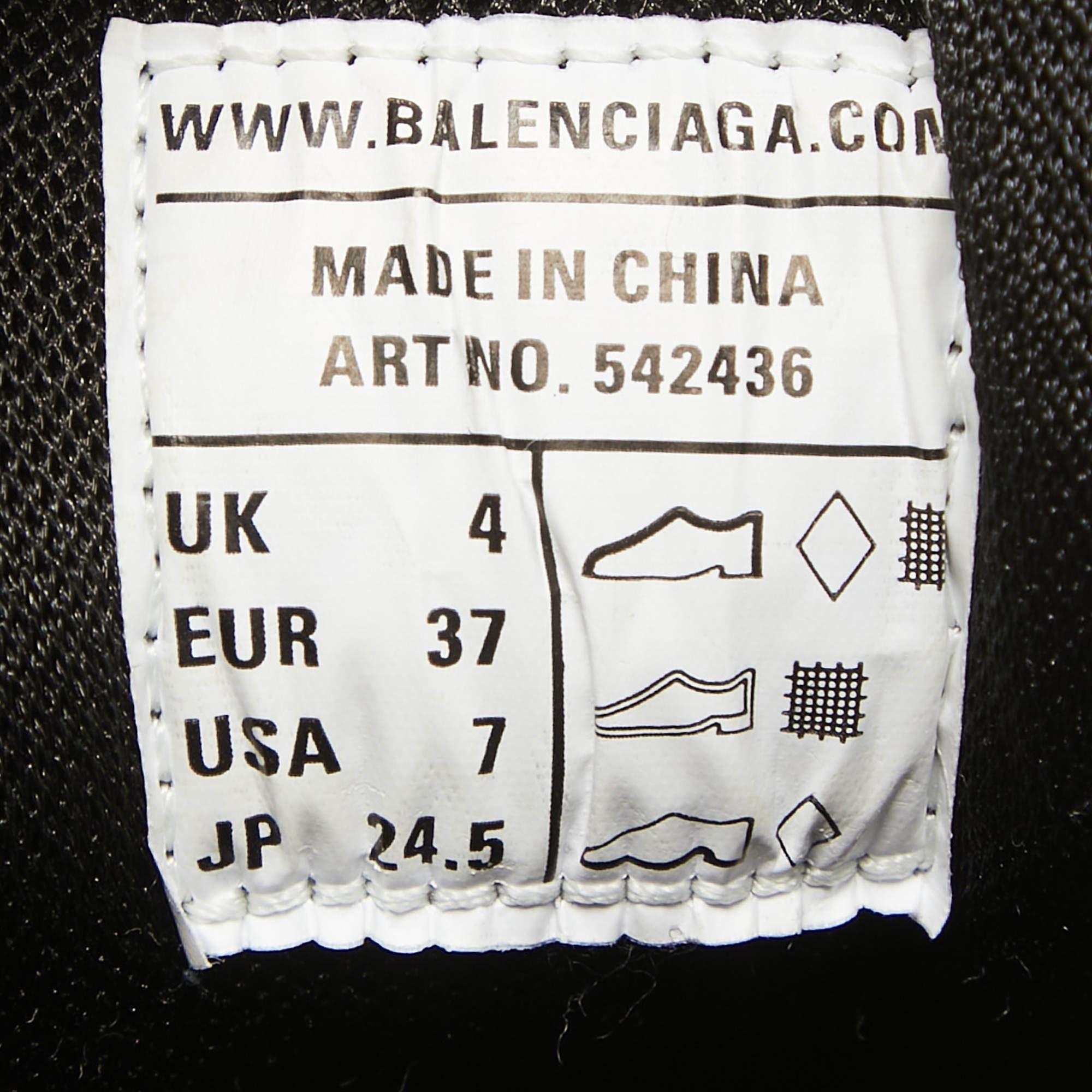 Balenciaga Black/Green Rubber and Mesh Track Sneakers Size 37 en vente 4