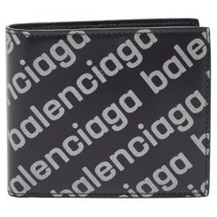 Balenciaga Schwarz/Grau Leder Logo Bifold Wallet