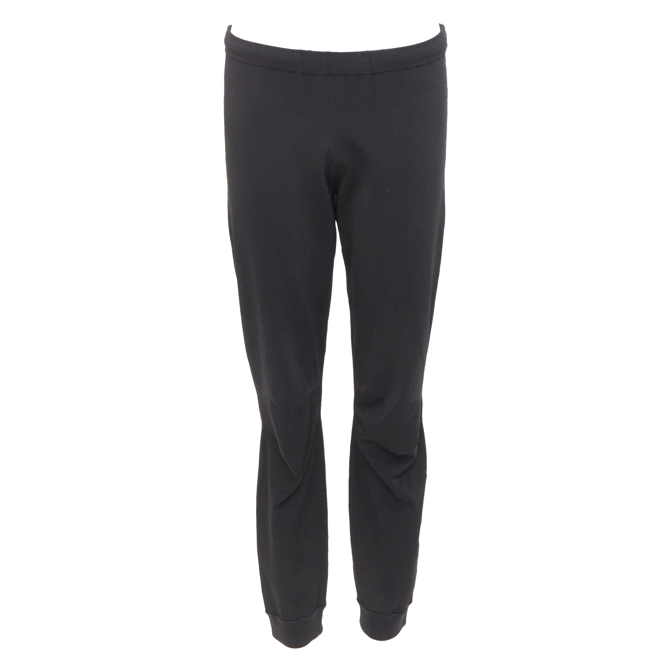 BALENCIAGA black hidden drawstring knee darts cropped jogger pants