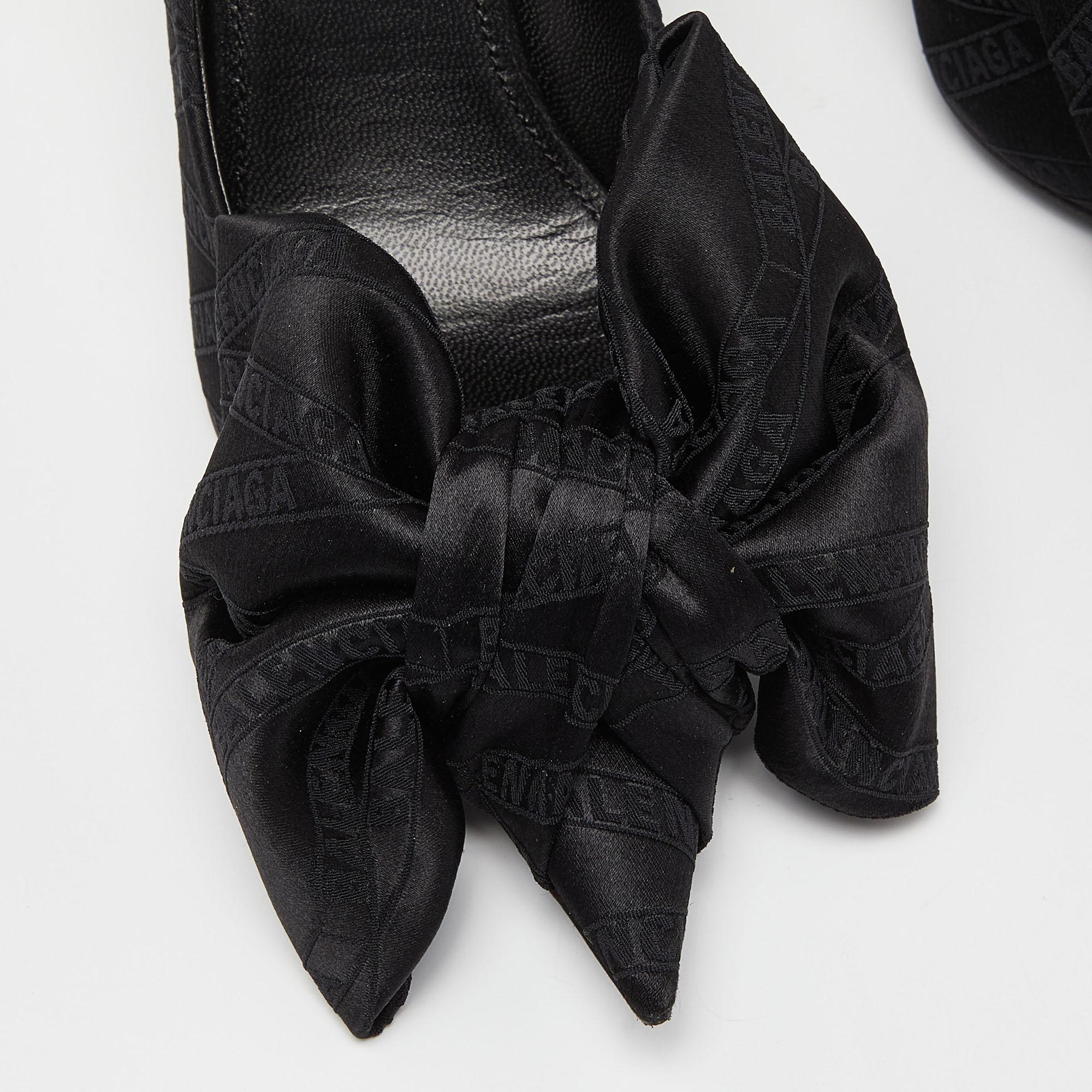Balenciaga Black Jacquard Bow Knife Pumps Size 38 1