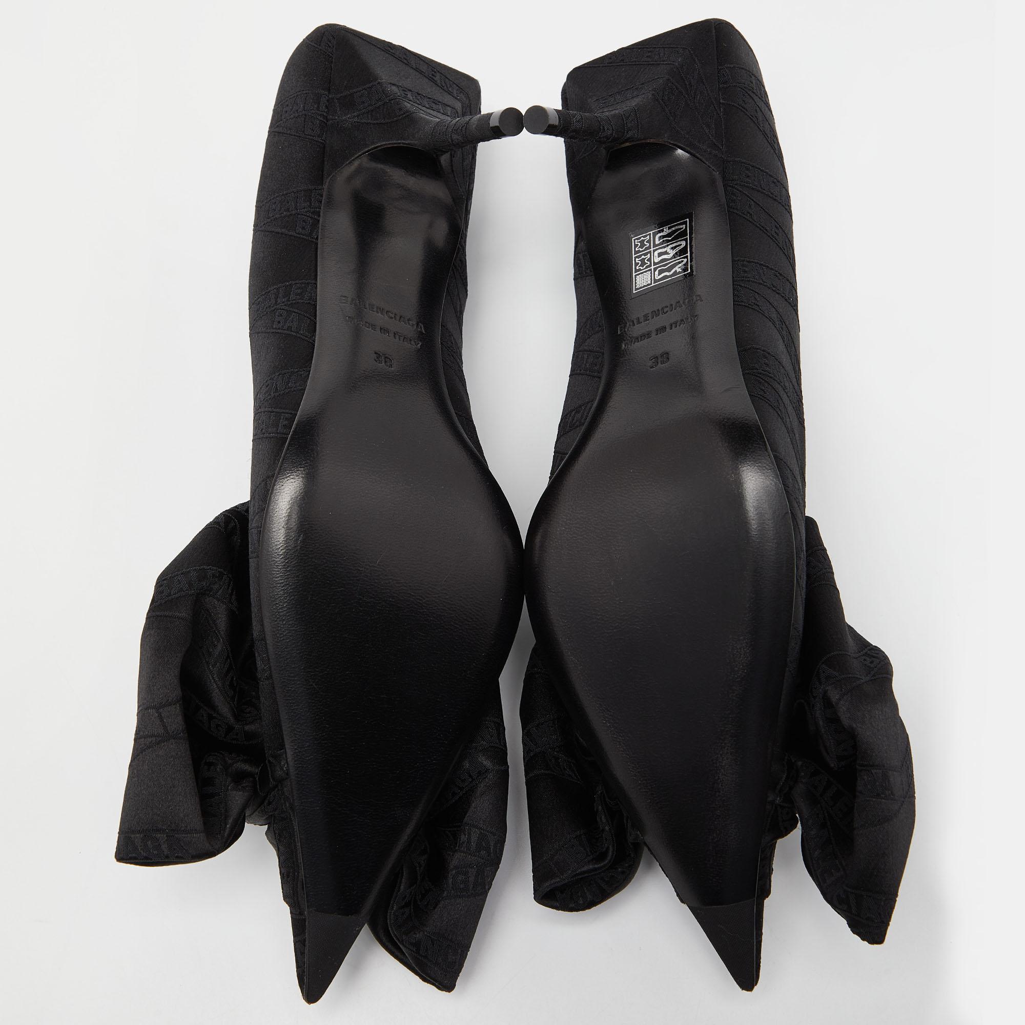 Balenciaga Black Jacquard Bow Knife Pumps Size 38 4
