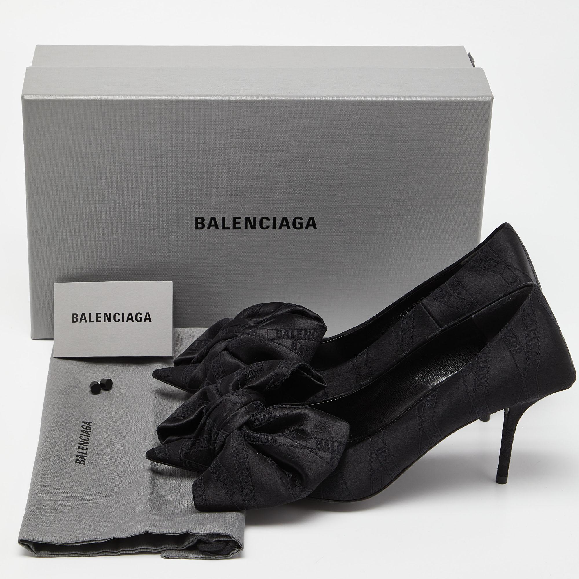 Balenciaga Black Jacquard Bow Knife Pumps Size 38 5
