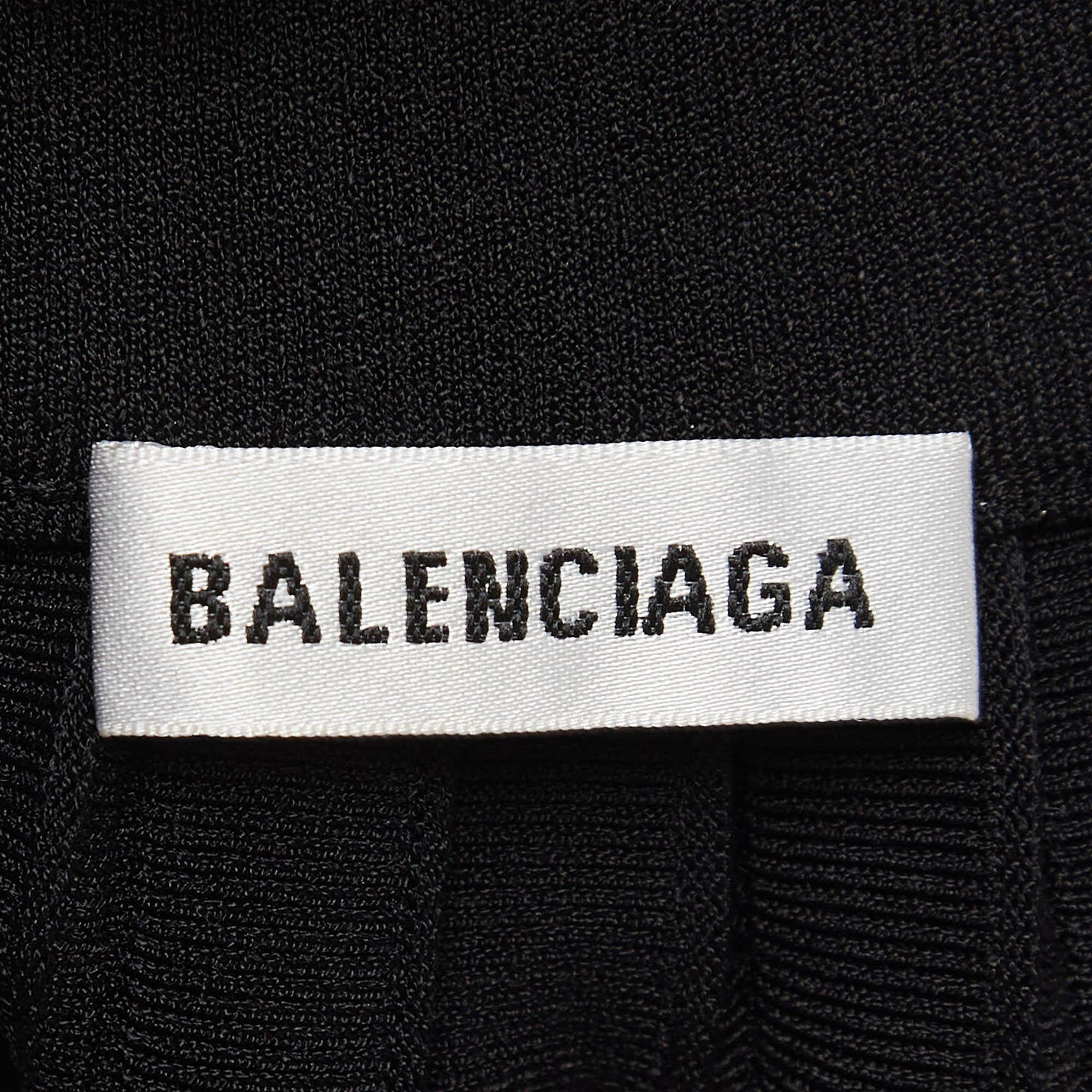 Balenciaga Black Knit Accordion Pleated Midi Skirt L 1