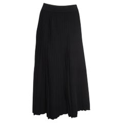 Balenciaga Black Knit Accordion Pleated Midi Skirt L