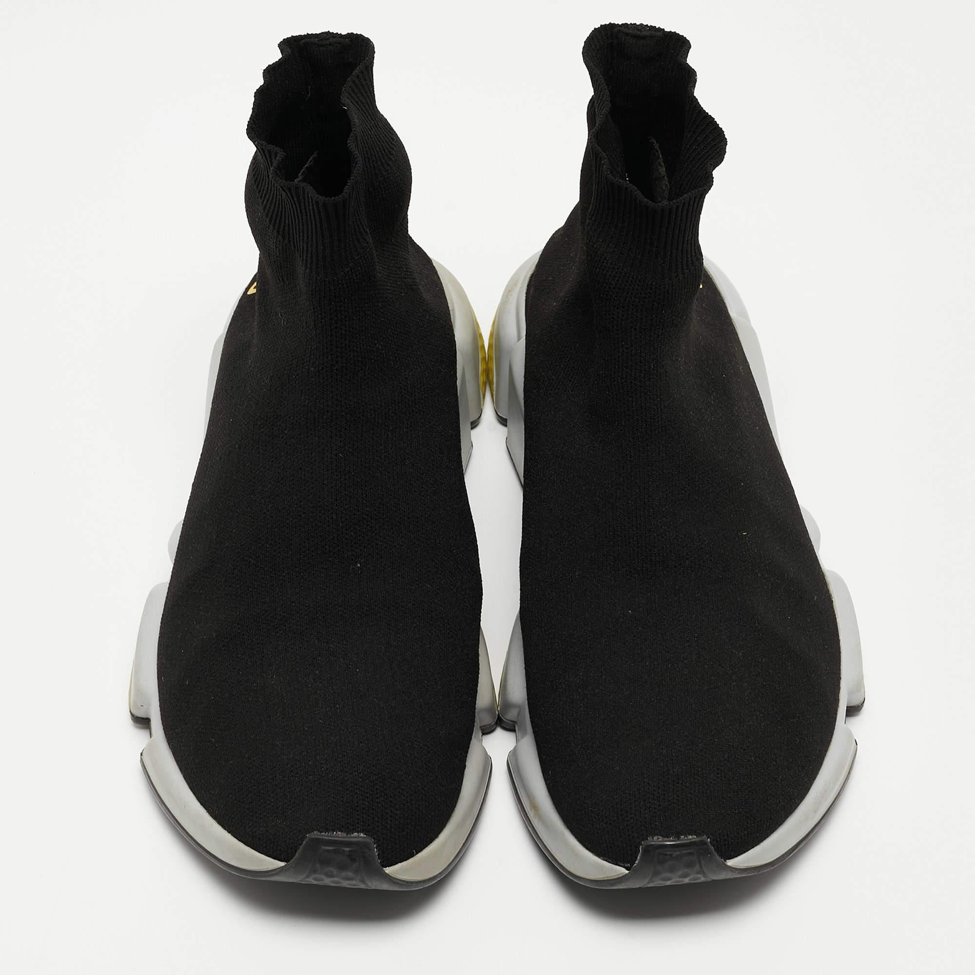 Balenciaga Black Knit Fabric BB Speed Trainer Sneakers Size 43 en vente 3