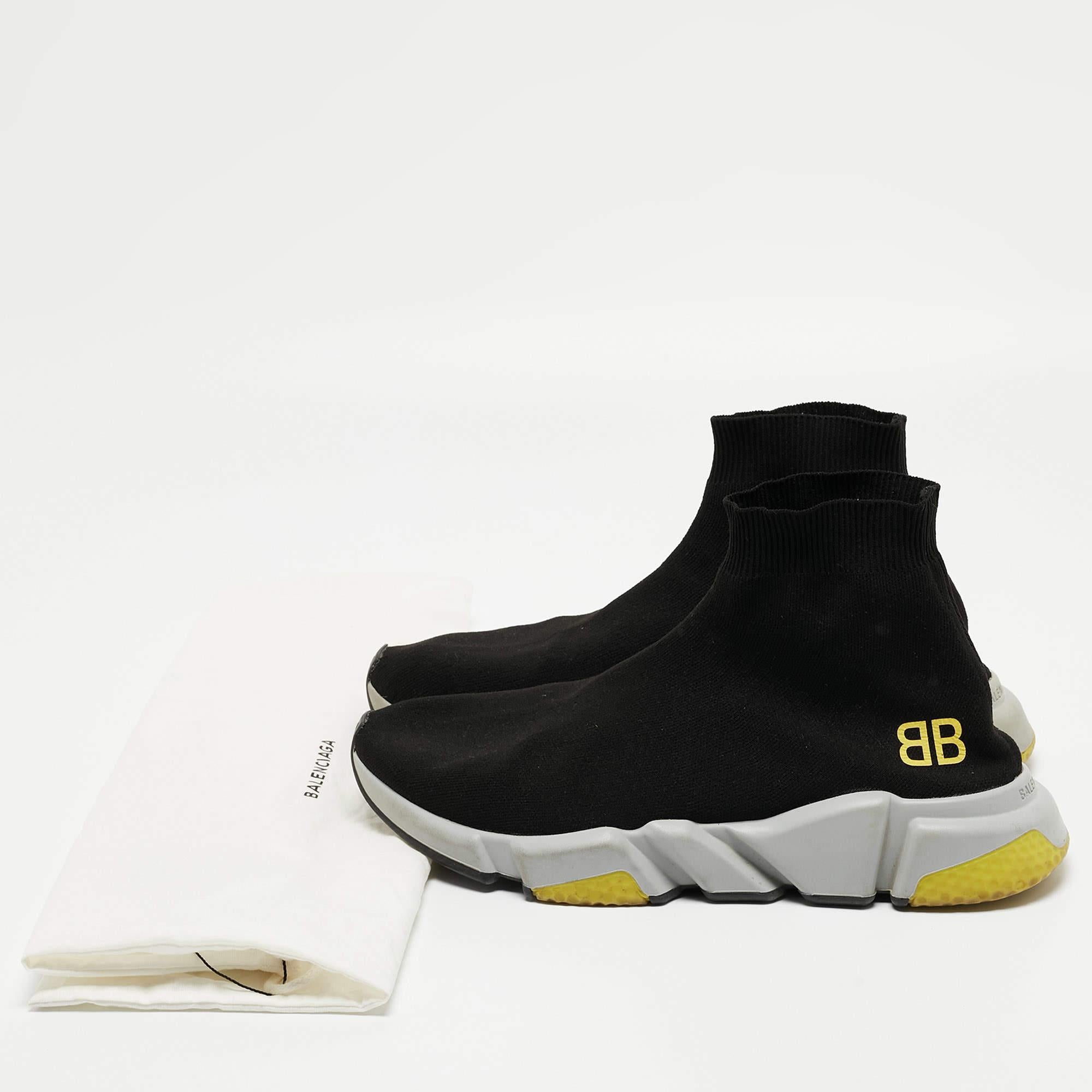 Balenciaga Black Knit Fabric BB Speed Trainer Sneakers Size 43 en vente 4