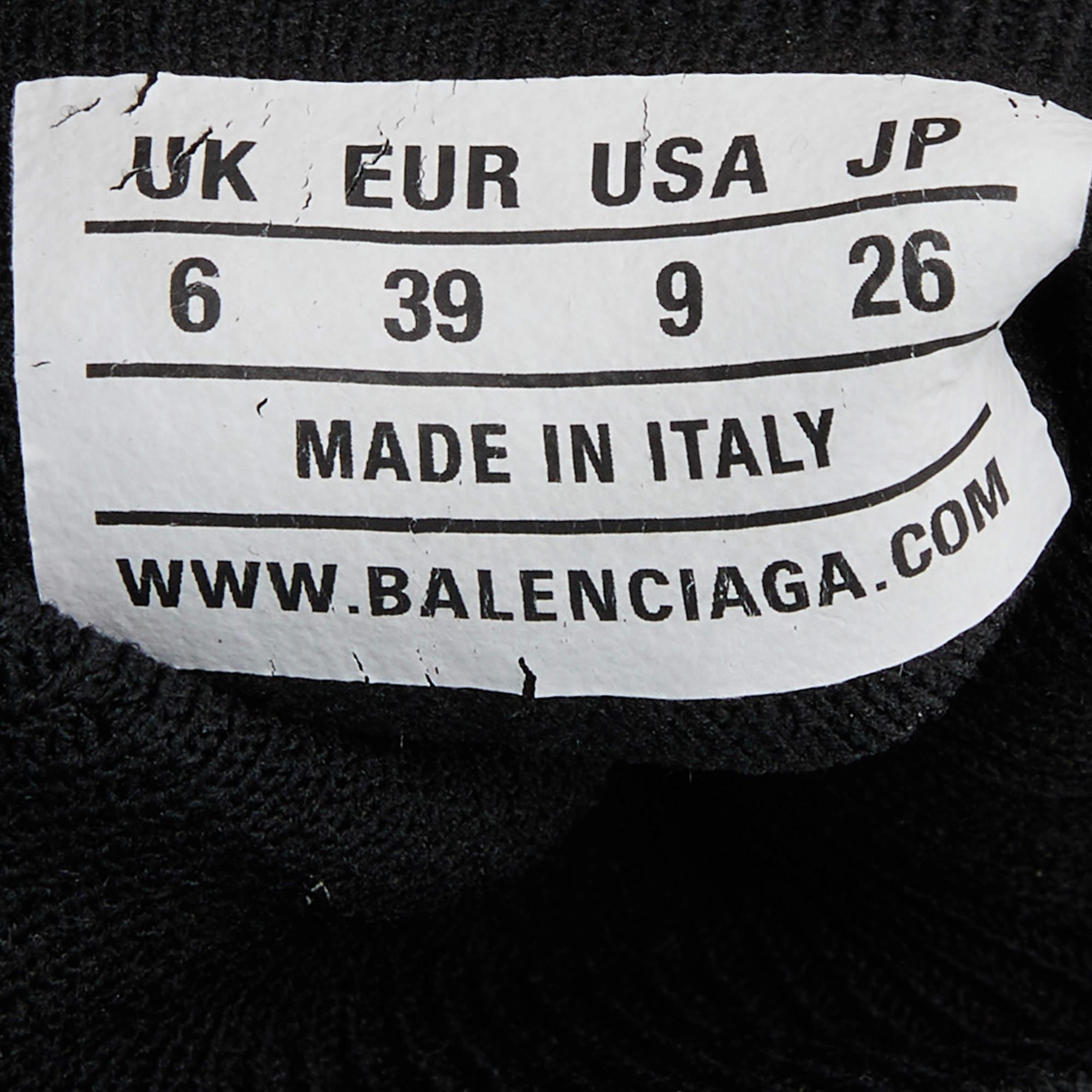 Balenciaga Black Knit Fabric Graffiti Speed Trainer Lace Sneakers Size 39 1
