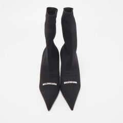 Balenciaga Black Knit Fabric Knife Ankle Socks Booties Size 38