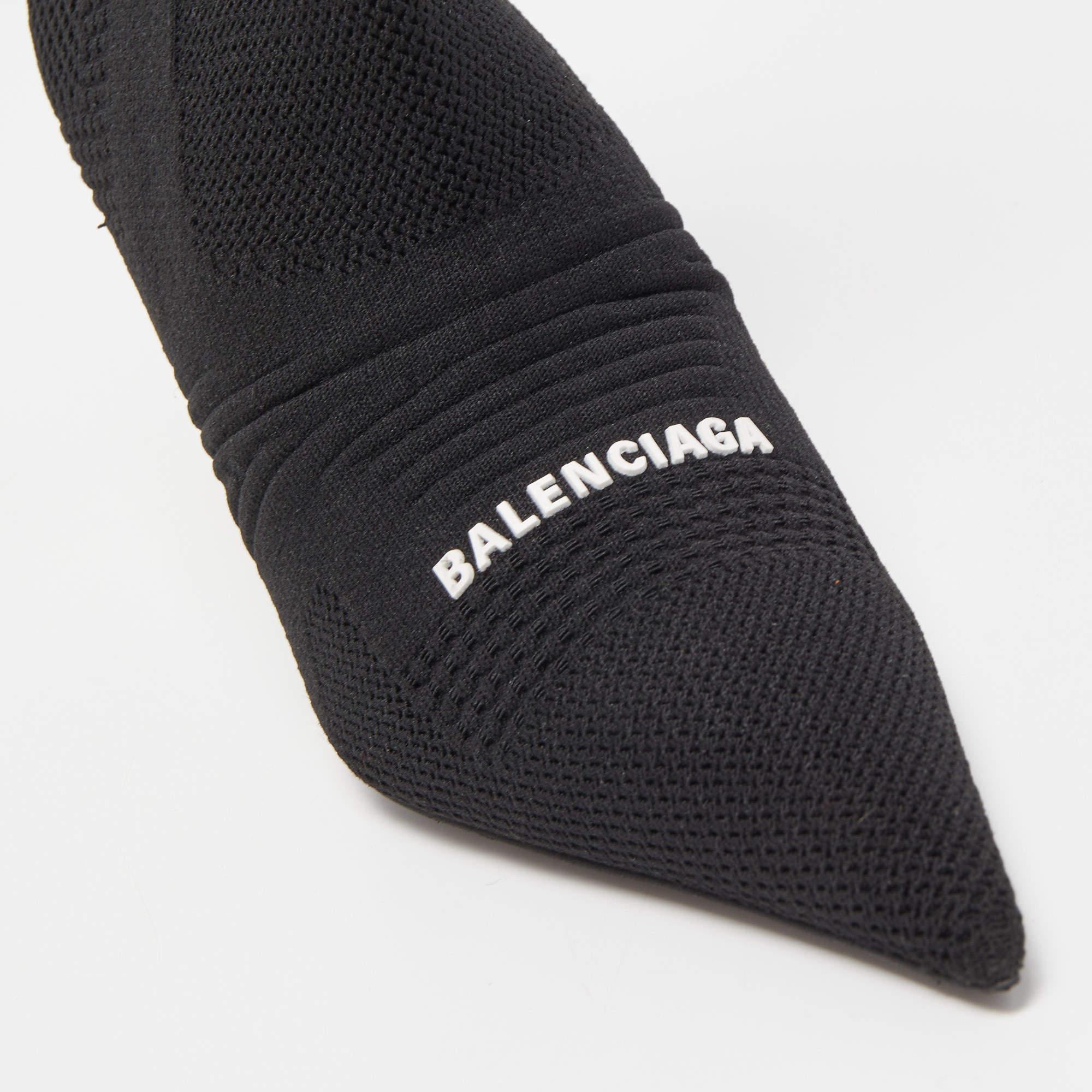 Balenciaga Black Knit Fabric Knife Ankle Socks Booties Size 38 2