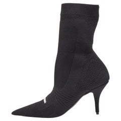 Used Balenciaga Black Knit Fabric Knife Ankle Socks Booties Size 38