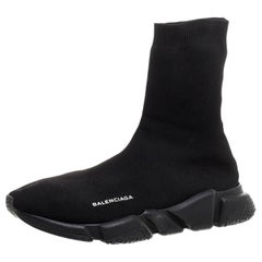 Used Balenciaga Black Knit Fabric Sock Design 'Speed' Sneakers Size 45