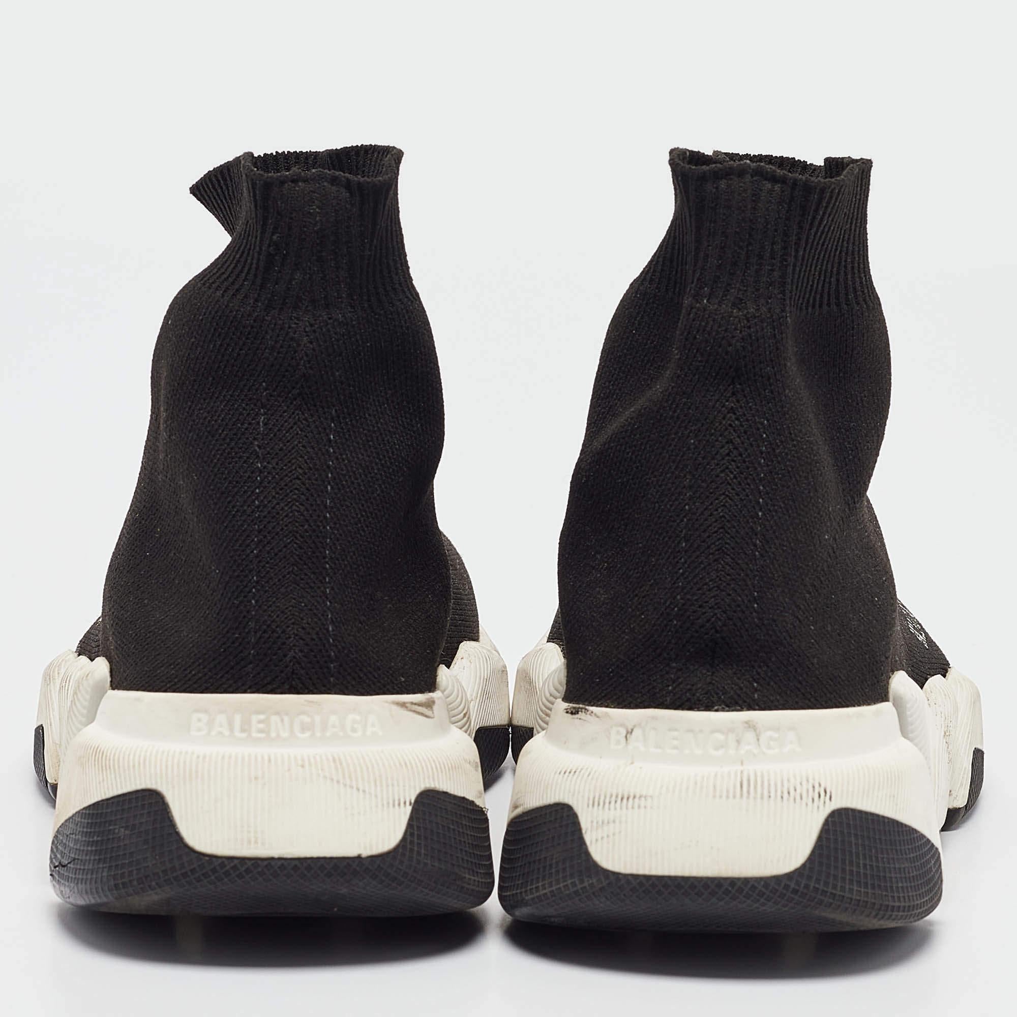 Balenciaga Black Knit Fabric Speed 2.0 High Top Sneakers Size 37 1