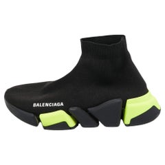 Balenciaga Black Knit Fabric Speed 2.0 High Top Sneakers Size 37