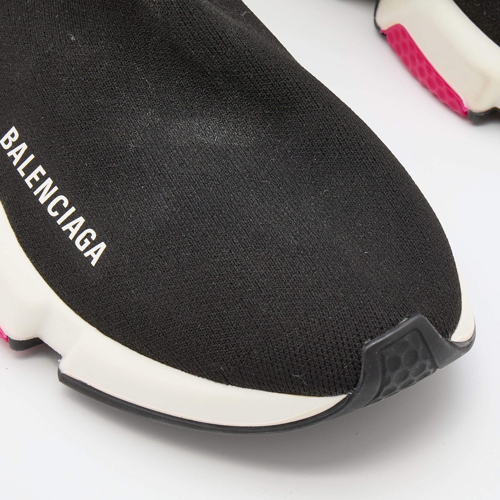 Women's Balenciaga Black Knit Fabric Speed 2.0 Slip On Sneakers Size 38