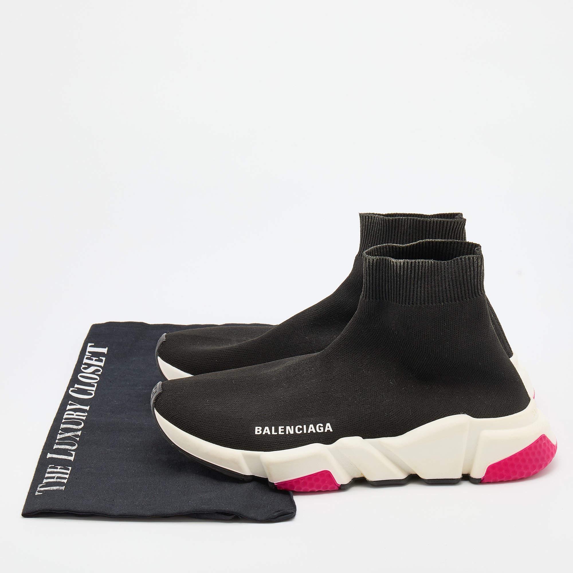 Balenciaga Black Knit Fabric Speed 2.0 Slip On Sneakers Size 38 4