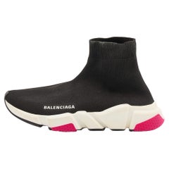 Balenciaga Black Knit Fabric Speed 2.0 Slip On Sneakers Size 38