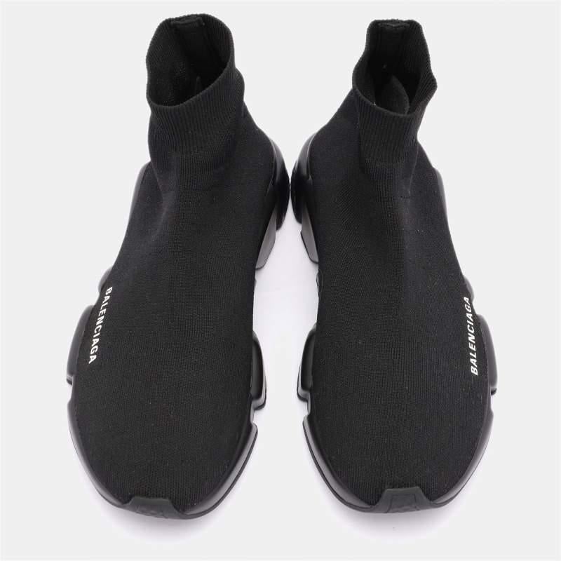 Balenciaga Black Knit Fabric Speed 2.0 Sock Sneakers Size 41 In Excellent Condition In Dubai, Al Qouz 2