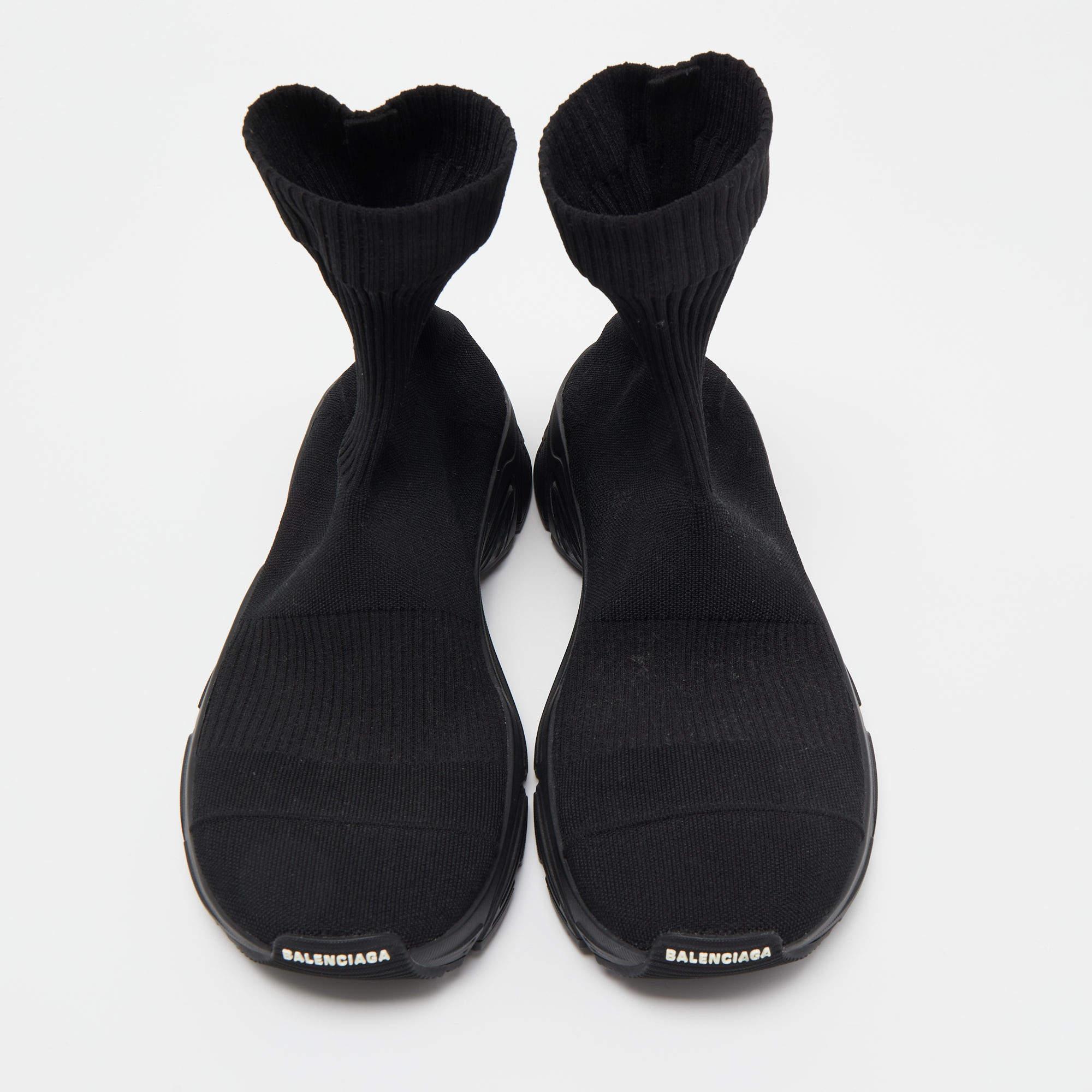 Balenciaga Black Knit Fabric Speed 3.0 High Top Sneakers Size 41 For Sale 9