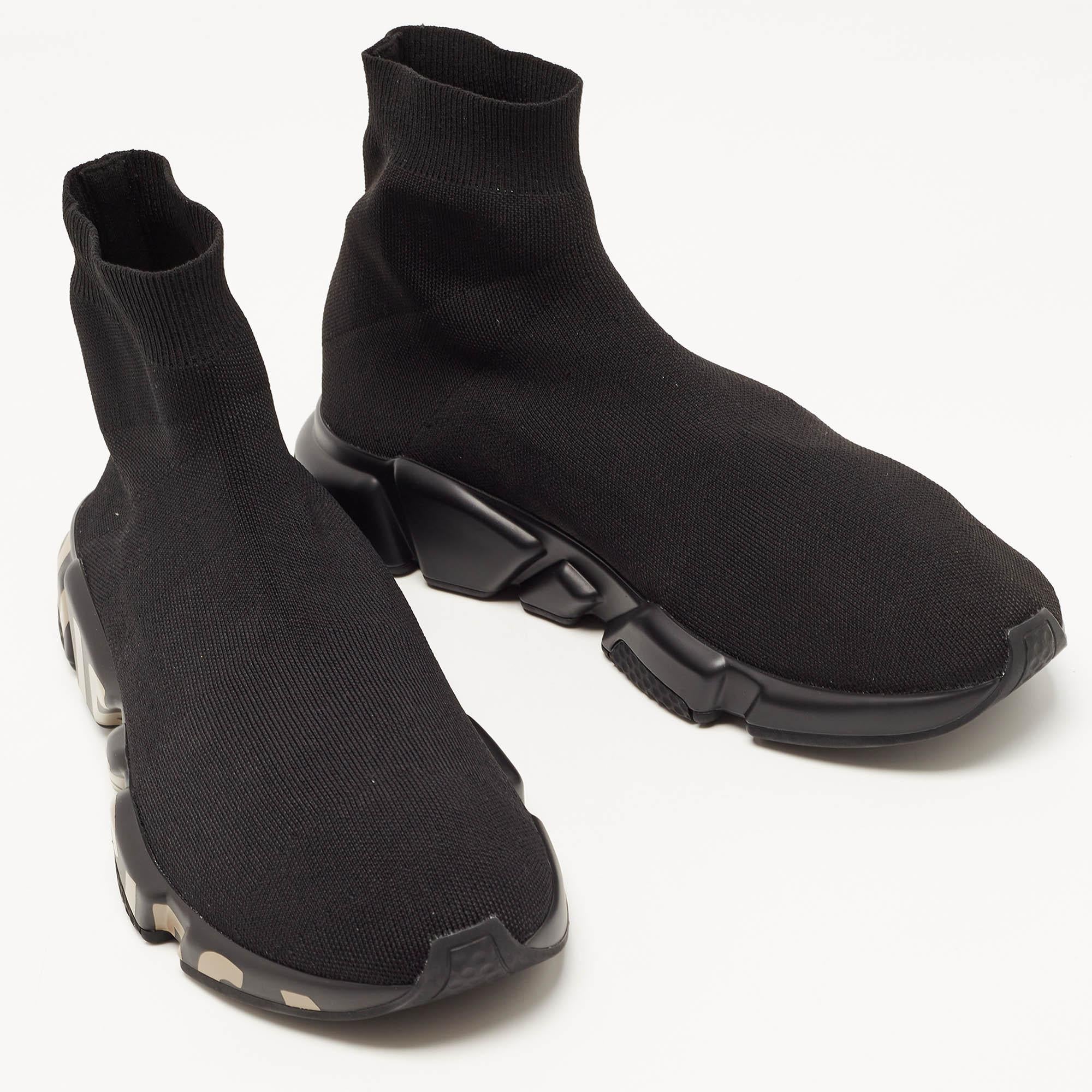 Balenciaga Black Knit Fabric Speed Graffiti Sneakers Size 44 1