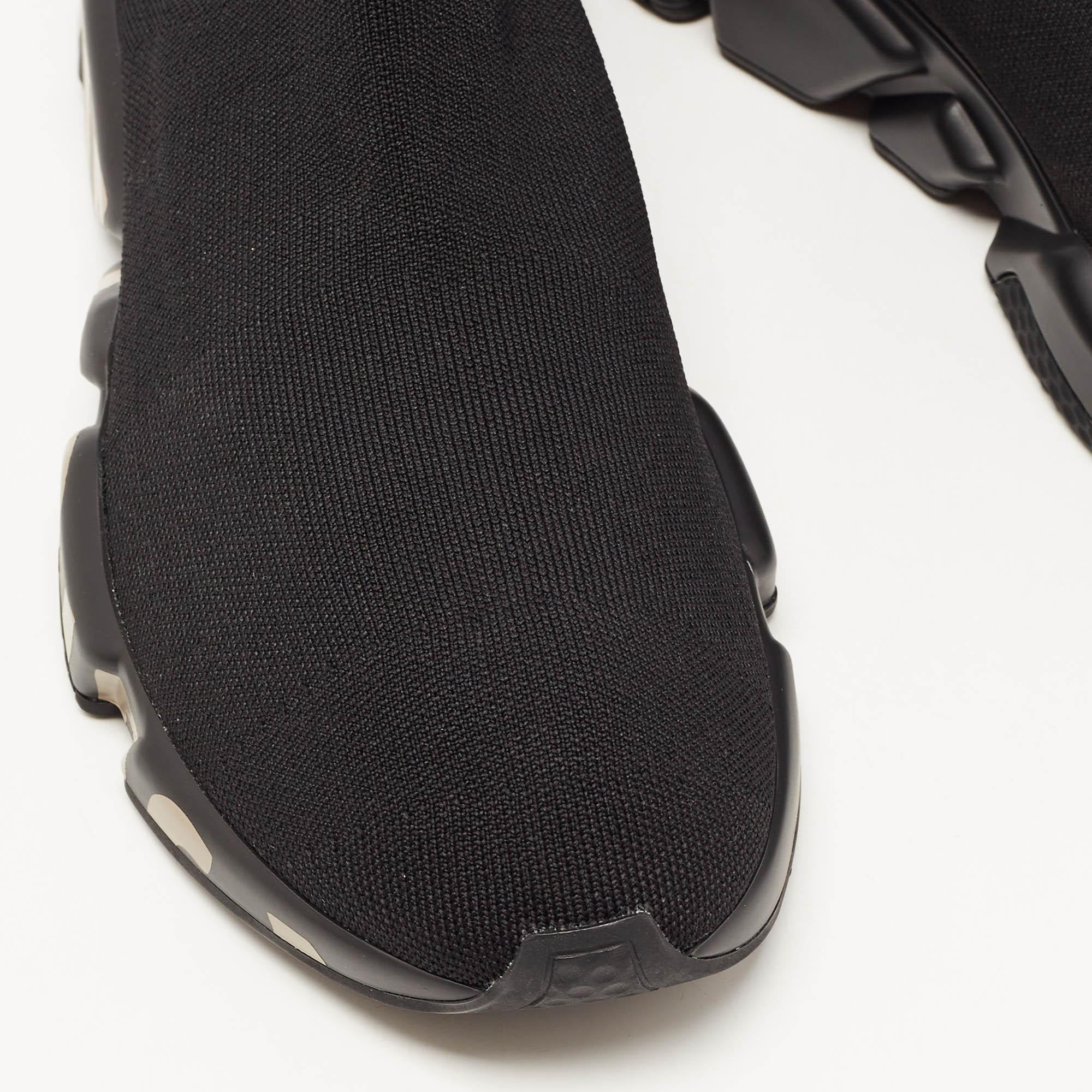 Balenciaga Black Knit Fabric Speed Graffiti Sneakers Size 44 2