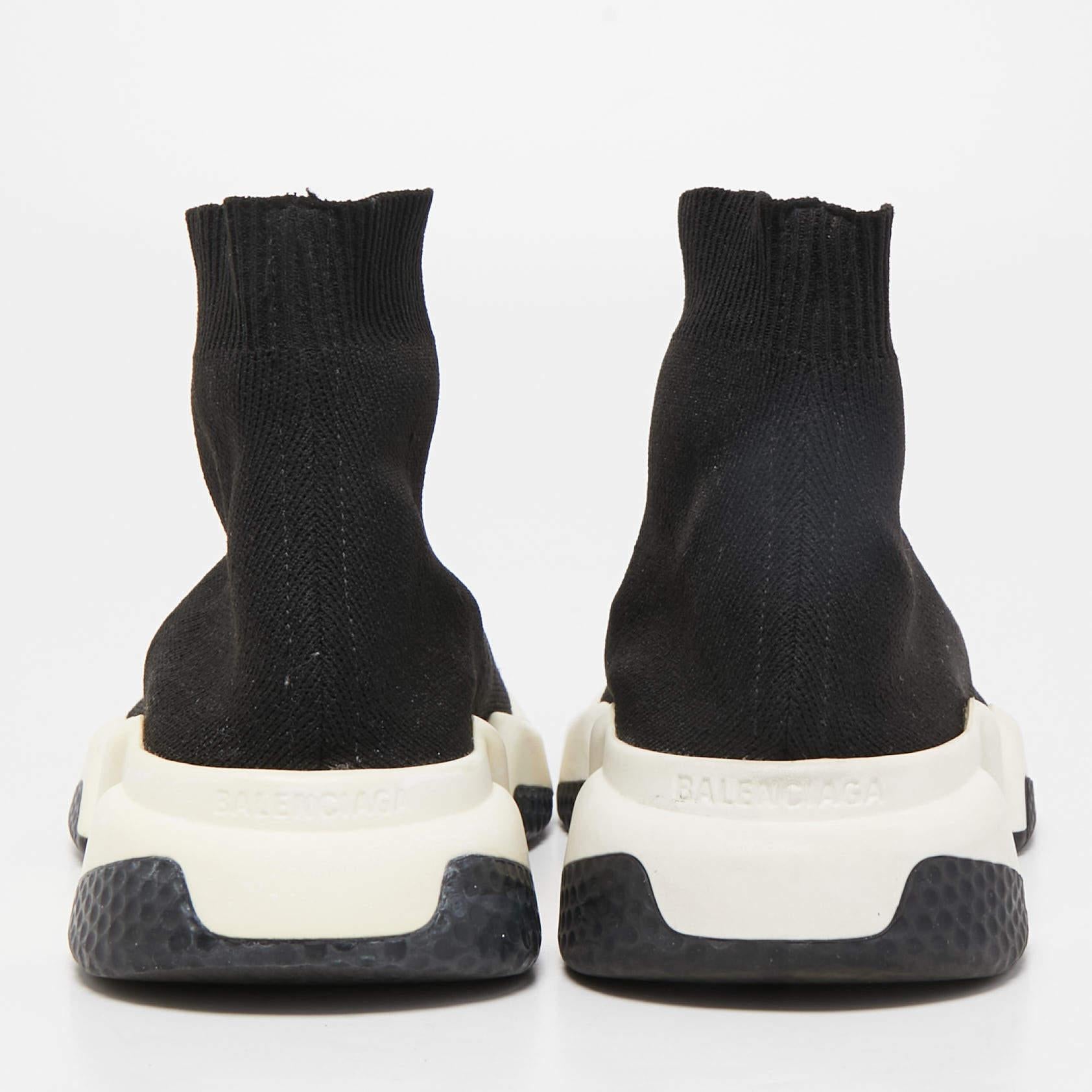 Balenciaga Black Knit Fabric Speed High Top Sneakers Size 37 In Good Condition In Dubai, Al Qouz 2