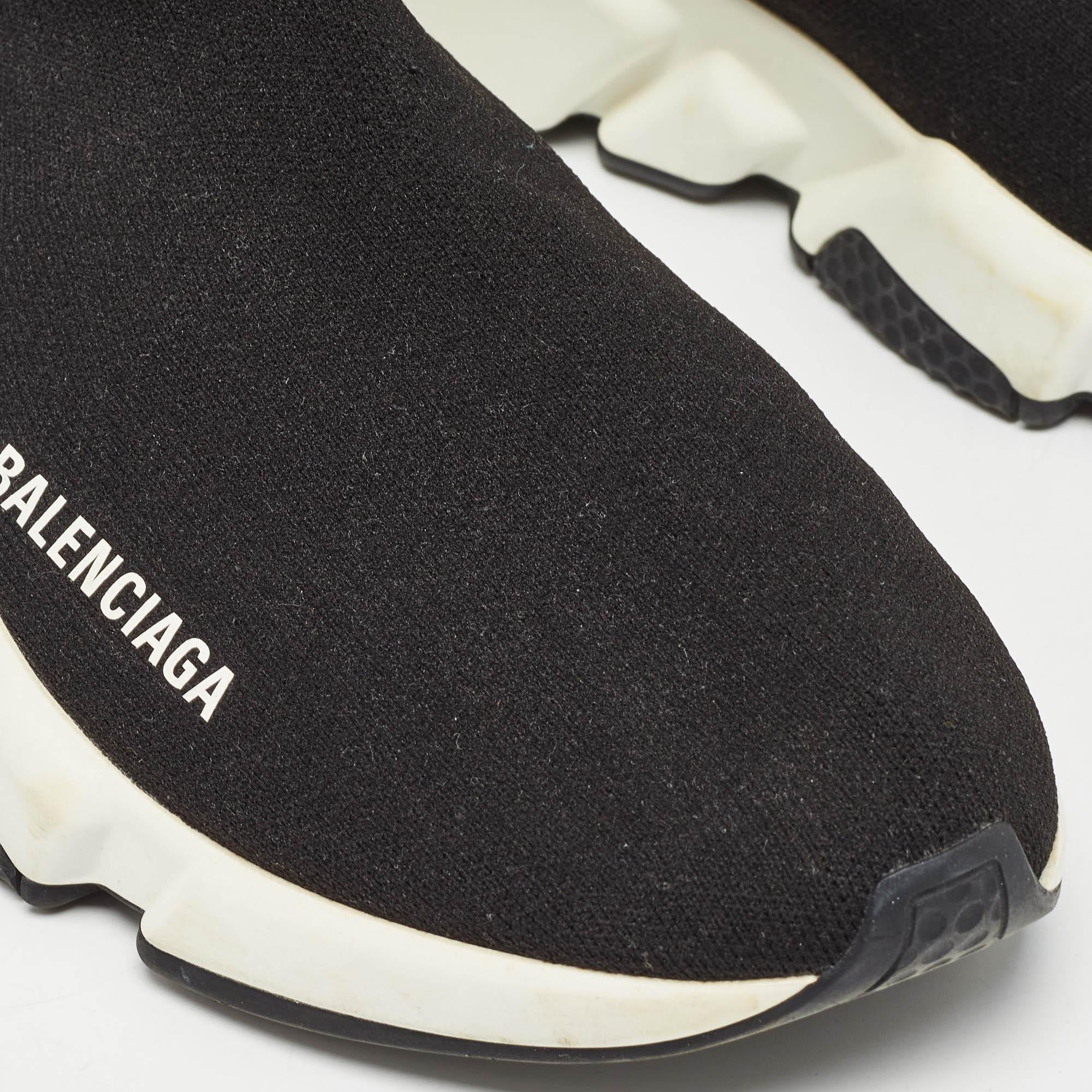 Balenciaga Black Knit Fabric Speed High Top Sneakers Size 38 3