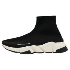 Balenciaga Black Knit Fabric Speed High Top Sneakers Size 38